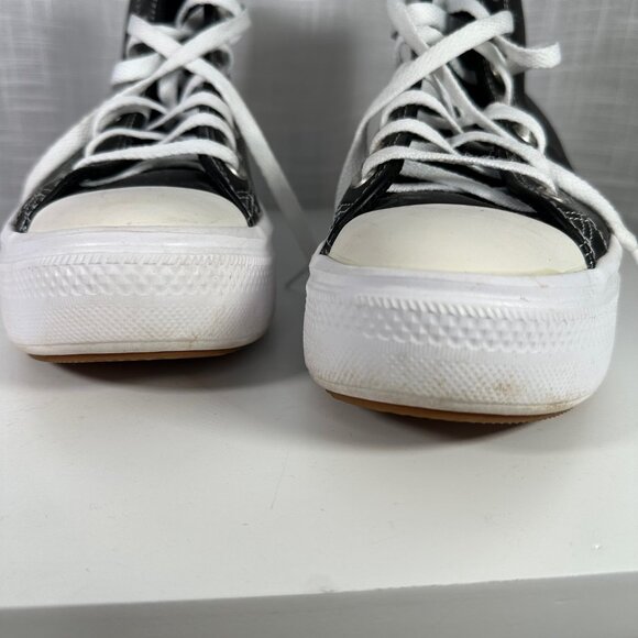 Converse Chuck Taylor All Star Move Leather Platform High-Top Sneakers Black 8 - Picture 9 of 15